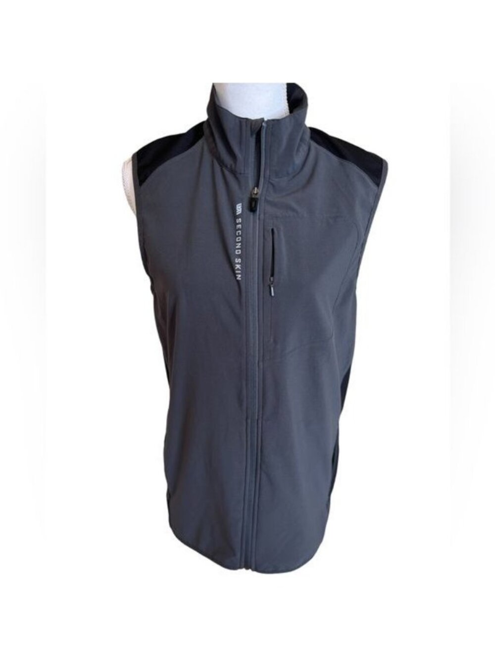 Second Skin Women’s Training Vest Size Small Charcoal Full Zip Lightweight